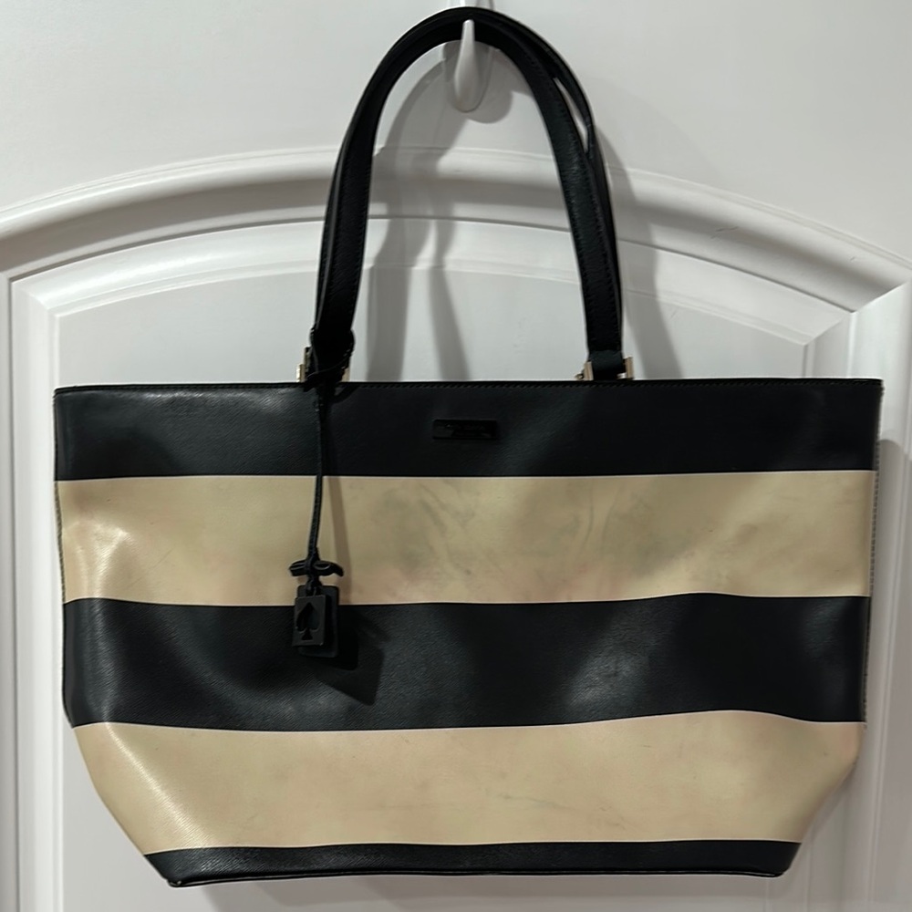Kate Spade Black and Cream Tote Bag with Structured Design